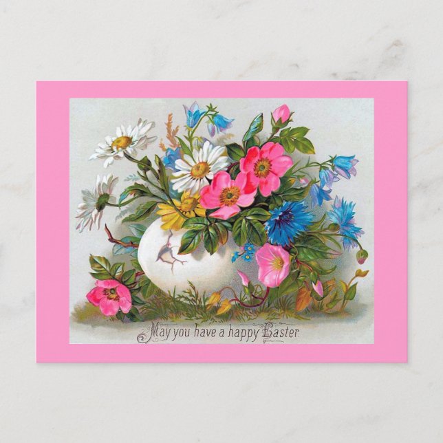 Easter Bouquet Vintage Flowers Holiday Postcard (Front)