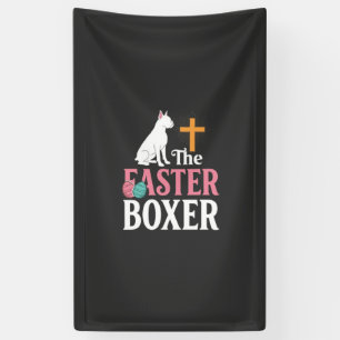 Easter Boxer Dog Vintage Engraving Shirt Banner