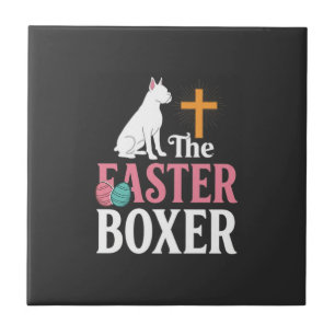 Easter Boxer Dog Vintage Engraving Shirt Ceramic Tile