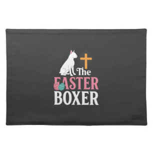 Easter Boxer Dog Vintage Engraving Shirt Cloth Placemat