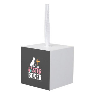 Easter Boxer Dog Vintage Engraving Shirt Cube Ornament