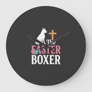 Easter Boxer Dog Vintage Engraving Shirt Large Clock
