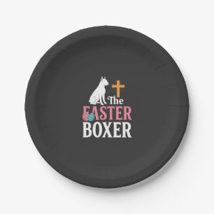 Easter Boxer Dog Vintage Engraving Shirt Paper Plates
