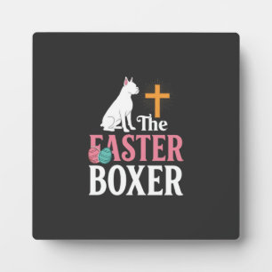 Easter Boxer Dog Vintage Engraving Shirt Plaque