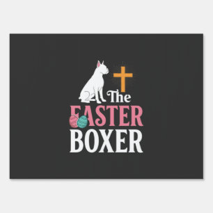Easter Boxer Dog Vintage Engraving Shirt Sign