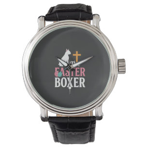 Easter Boxer Dog Vintage Engraving Shirt Watch