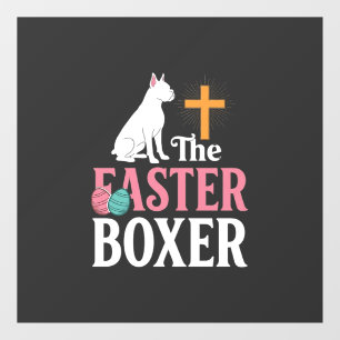 Easter Boxer Dog Vintage Engraving Shirt Window Cling
