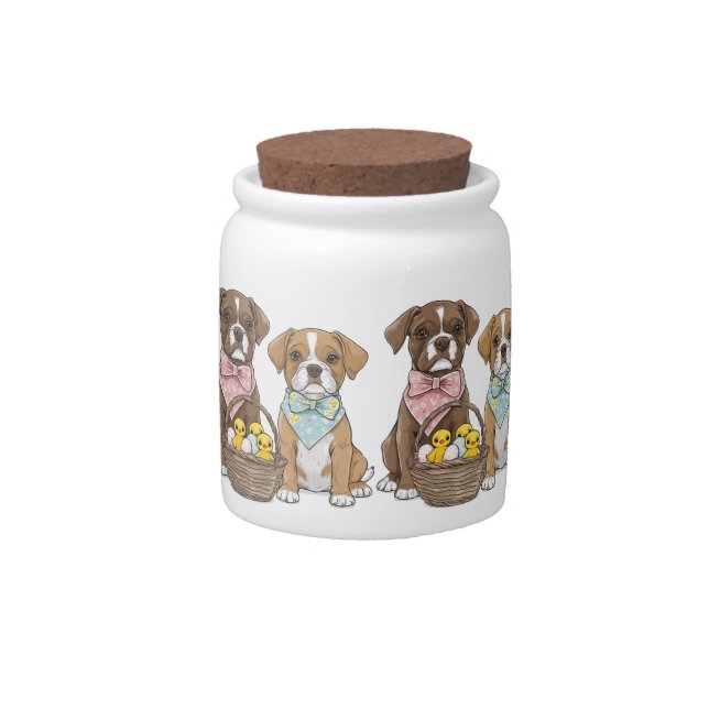 Easter Boxer Dogs Candy Jar (Front)