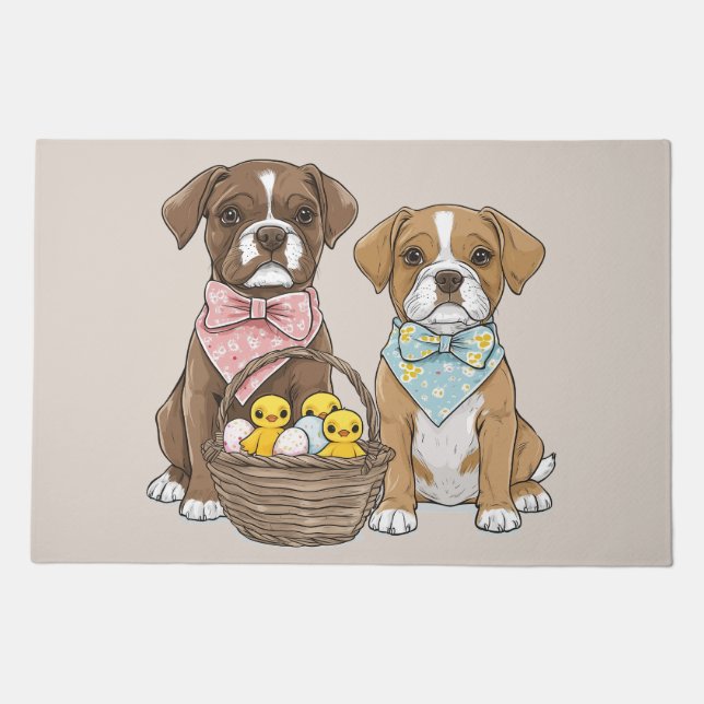 Easter Boxer Dogs Doormat (Front)