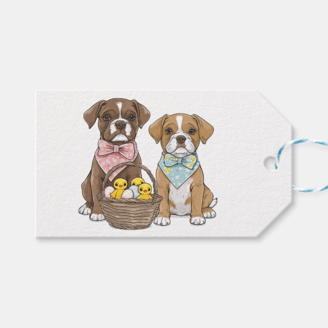 Easter Boxer Dogs Gift Tags (Front (Horizontal))
