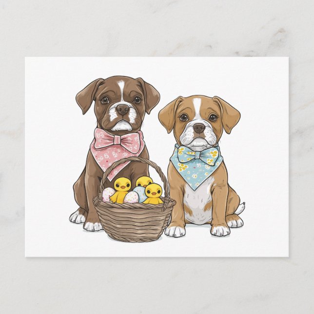 Easter Boxer Dogs Holiday Postcard (Front)