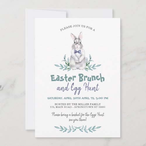 Easter Boy Bunny Egg Hunt  Brunch  Holiday Card