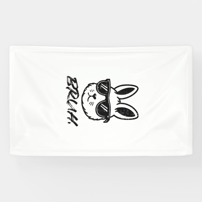 Easter Bruh Bunny Sunglasses Funny Meme Men Boys K Banner (Horizontal)