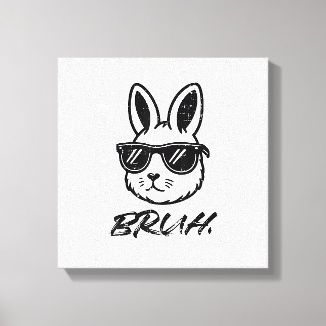 Easter Bruh Bunny Sunglasses Funny Meme Men Boys K Canvas Print (Front)