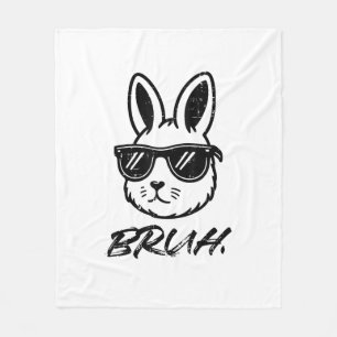 Easter Bruh Bunny Sunglasses Funny Meme Men Boys K Fleece Blanket