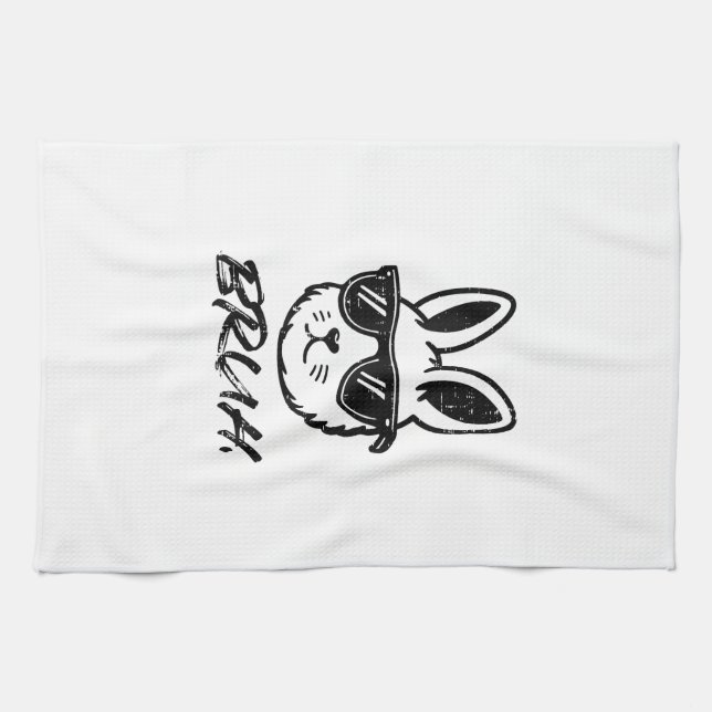 Easter Bruh Bunny Sunglasses Funny Meme Men Boys K Kitchen Towel (Horizontal)