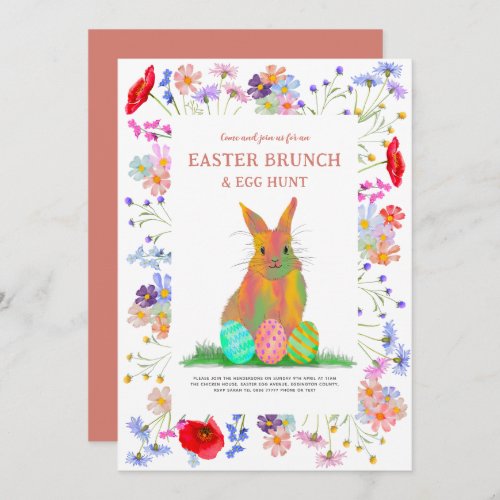 Easter Brunch and Bunny Egg Hunt Spring Party Invitation