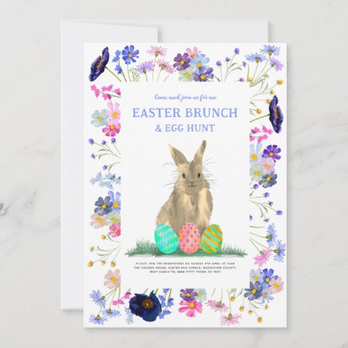 Easter Brunch and Bunny Egg Hunt Wildflower Invitation