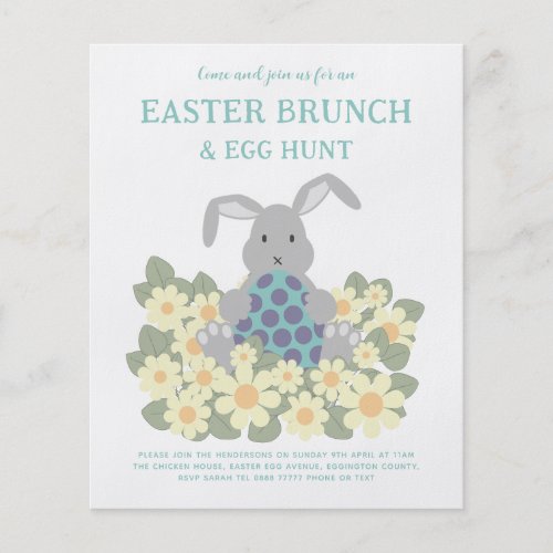 Easter Brunch and Egg Hunt Bunny Floral Budget Flyer