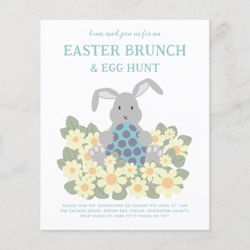 Easter Brunch and Egg Hunt Bunny Floral Budget Flyer