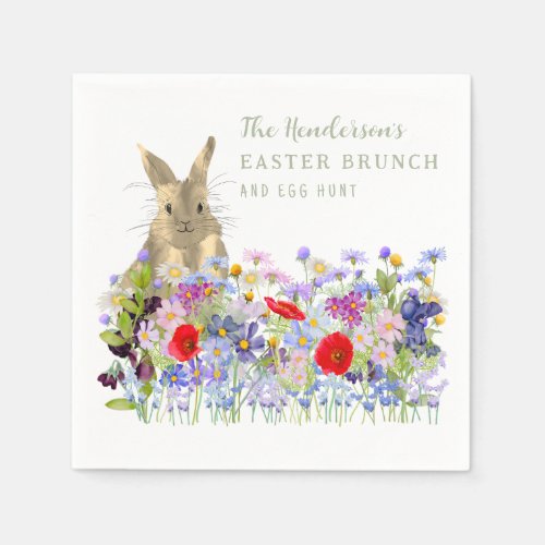 Easter Brunch and Egg Hunt Bunny Floral Napkins