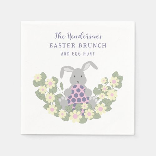 Easter Brunch and Egg Hunt Bunny Floral Napkins