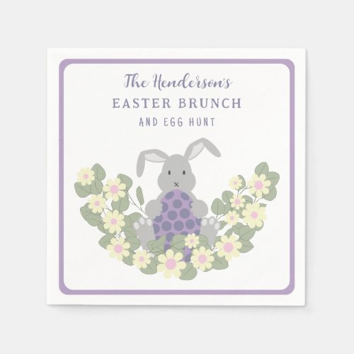 Easter Brunch and Egg Hunt Bunny Floral Napkins