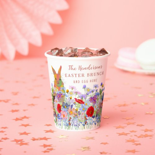 Easter Brunch and Egg Hunt Bunny Floral Paper Cups