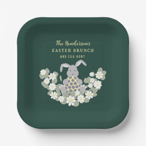 Easter Brunch and Egg Hunt Bunny Floral Paper Plates