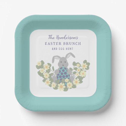 Easter Brunch and Egg Hunt Bunny Floral Paper Plates
