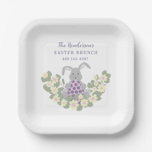 Easter Brunch and Egg Hunt Bunny Floral  Paper Plates