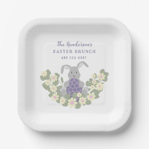 Easter Brunch and Egg Hunt Bunny Spring Floral Paper Plates