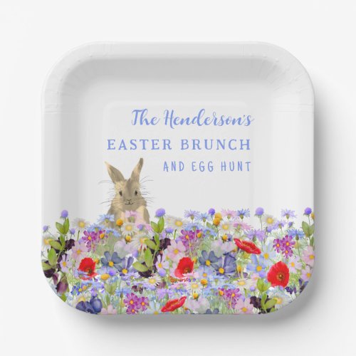 Easter Brunch and Egg Hunt Bunny Spring Floral Paper Plates