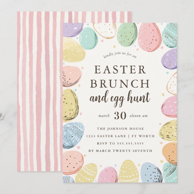 Easter Brunch and Egg Hunt Easter Holiday Invitation (Front/Back)