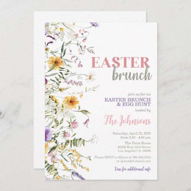 Easter Brunch and Egg Hunt Floral Invitation (Front/Back)