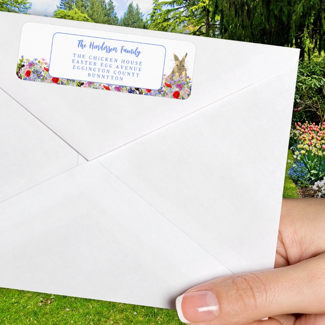 Easter Brunch and Egg Hunt Floral Label (Easter brunch egg hunt floral bunny return address label sticker)