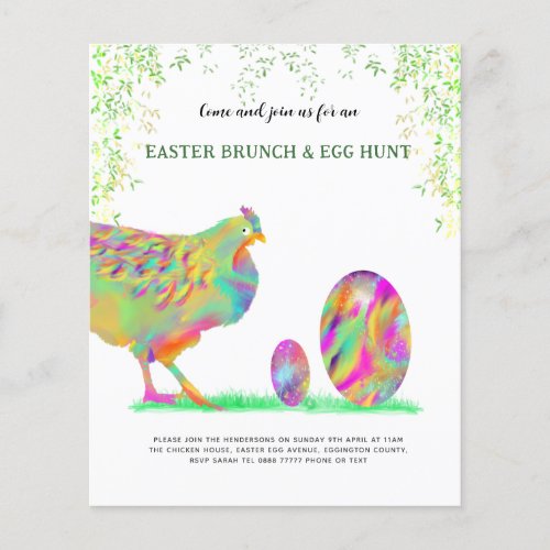 Easter brunch and egg hunt party watercolor flyer