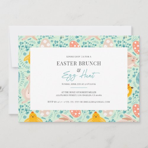 Easter brunch and egg hunt pattern invitation