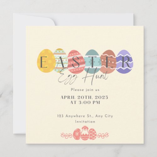 Easter Brunch And Egg Hunt Spring Bunny Navy Invitation
