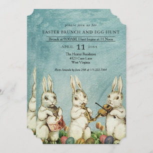 Easter Brunch and Egg Hunt Vintage Bunny Invitation