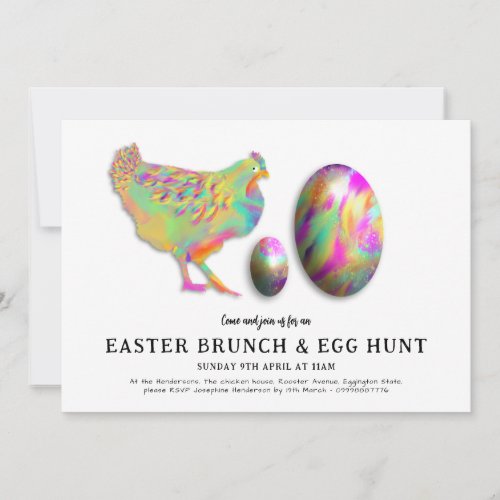 Easter Brunch and egg hunt watercolor Invitation