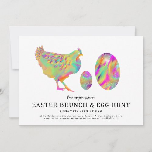 Easter Brunch and egg hunt watercolor modern Invitation