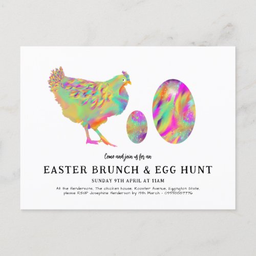 Easter Brunch and egg hunt watercolor modern Invitation Postcard