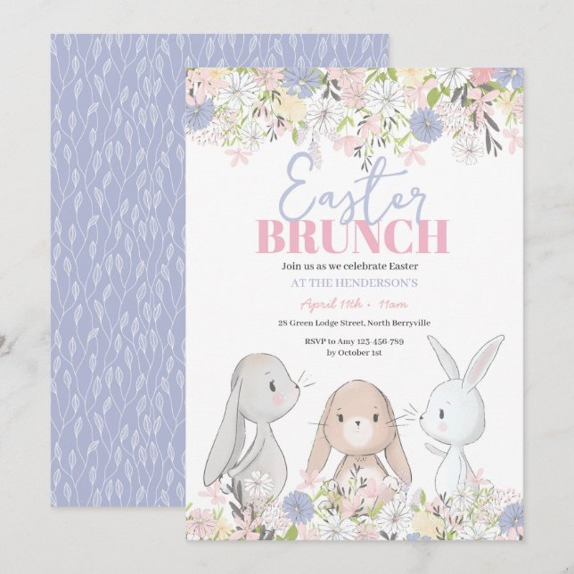 Easter Brunch Bunny Invitation (Front/Back)