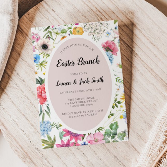 Easter Brunch Colorful Floral Invitation (Creator Uploaded)
