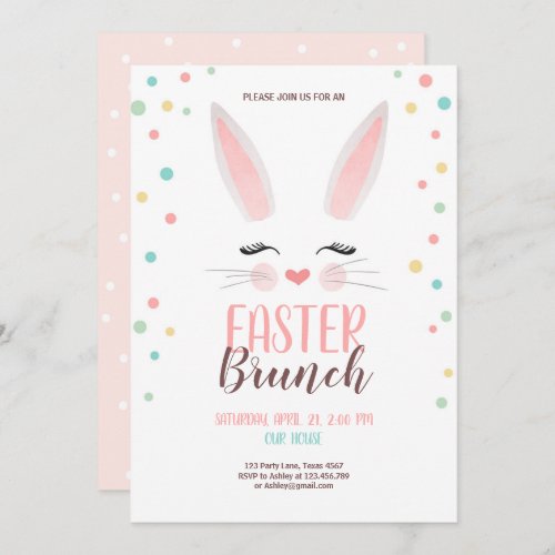 Easter Brunch Cute Bunny Easter Brunch Party Invitation