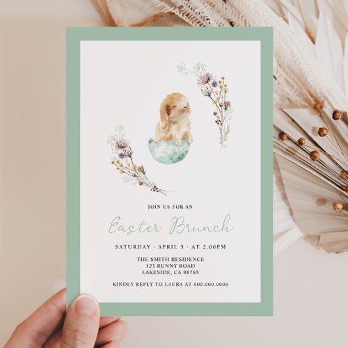 Easter Brunch Cute Bunny Invitation