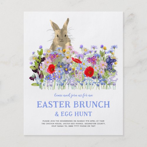 Easter Brunch Egg Hunt Bunny and Wildflowers  Flyer