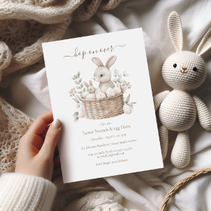 Easter Brunch & Egg Hunt Bunny Basket with Eggs Invitation