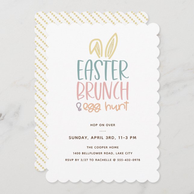 Easter Brunch Egg Hunt Bunny Ears Invitation (Front/Back)